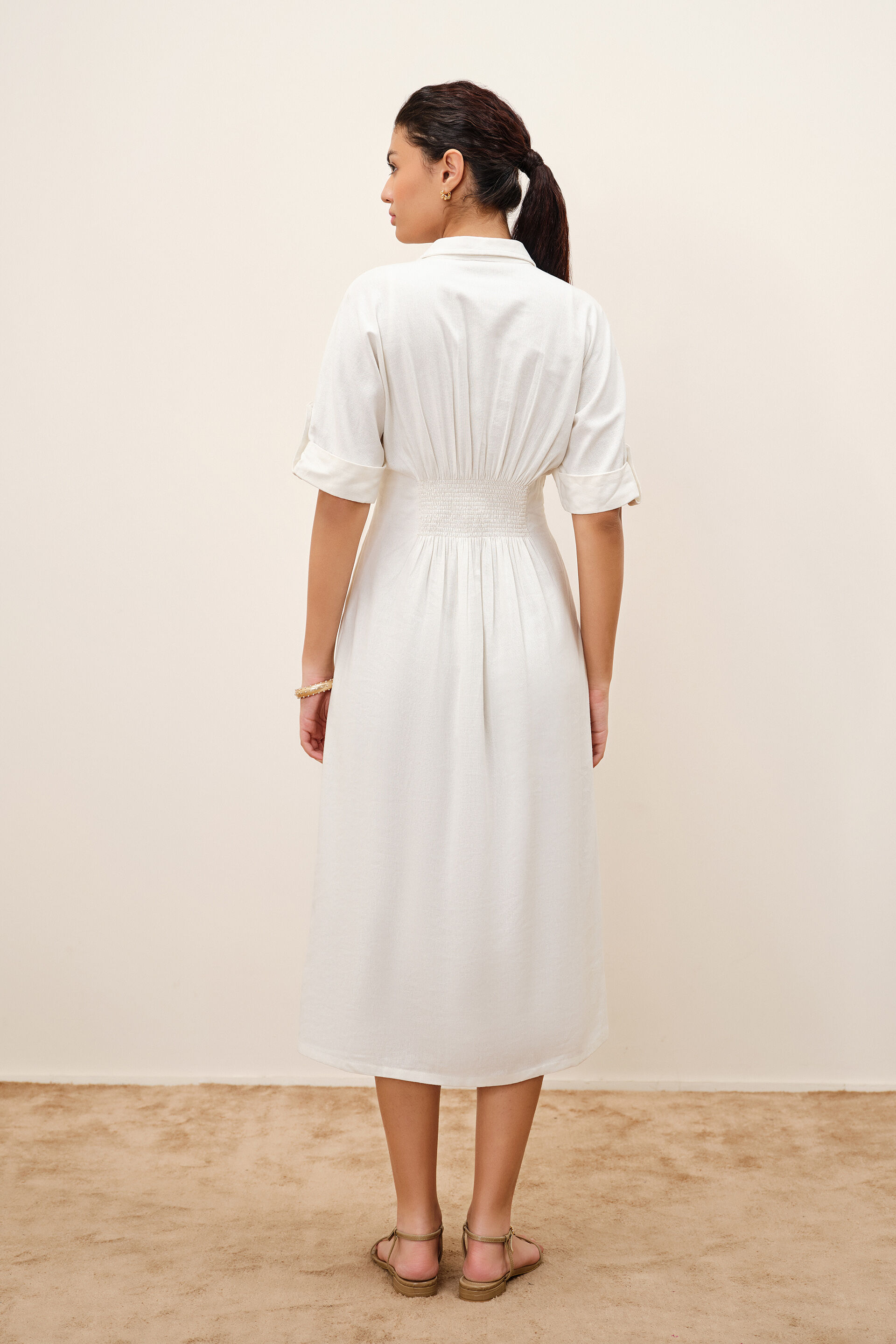 Marenne White Shirt Dress, Off White, image 5